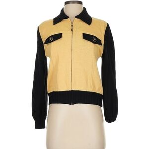 St. John Two-Tone Black and Yellow Bomber Jacket